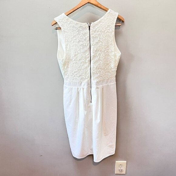 Sunday In Brooklyn Anthropologie‎ Ivory Faux Wrap Sleeveless Dress Size Medium - Picture 6 of 7